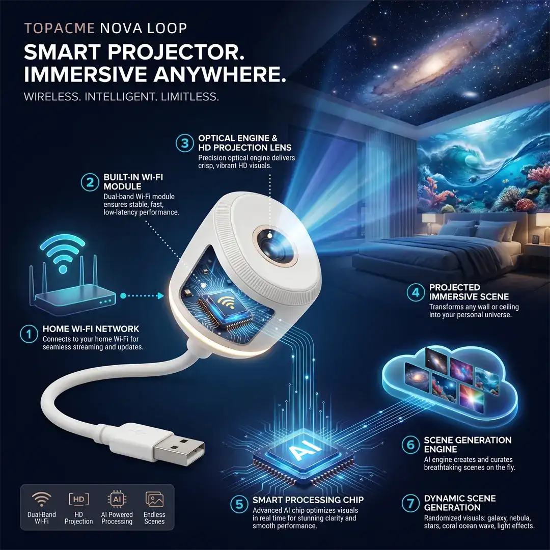 𝑺𝑪𝑵𝑫𝑹®NEXT-GEN SMART PROJECTION HD Smart Dynamic 5D Holographic Night Light Projector